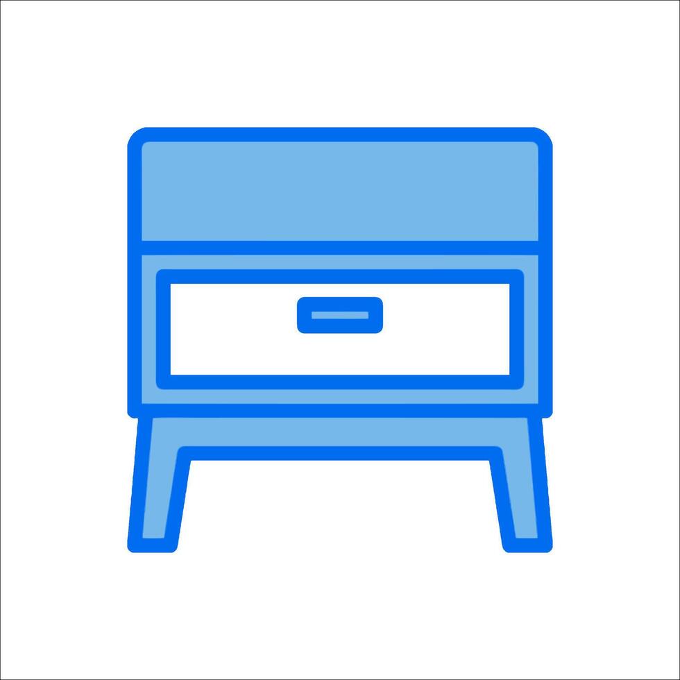 A blue line icon of a nightstand vector
