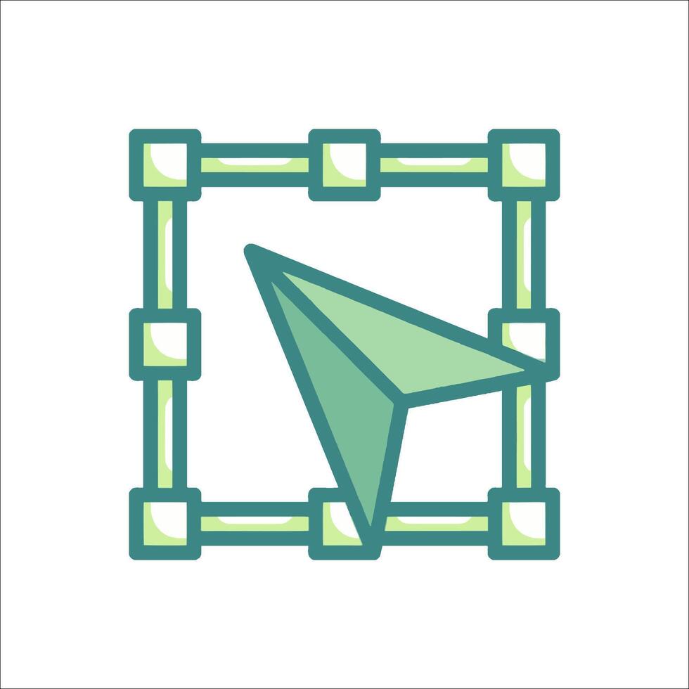 A green paper airplane flying through a square frame vector