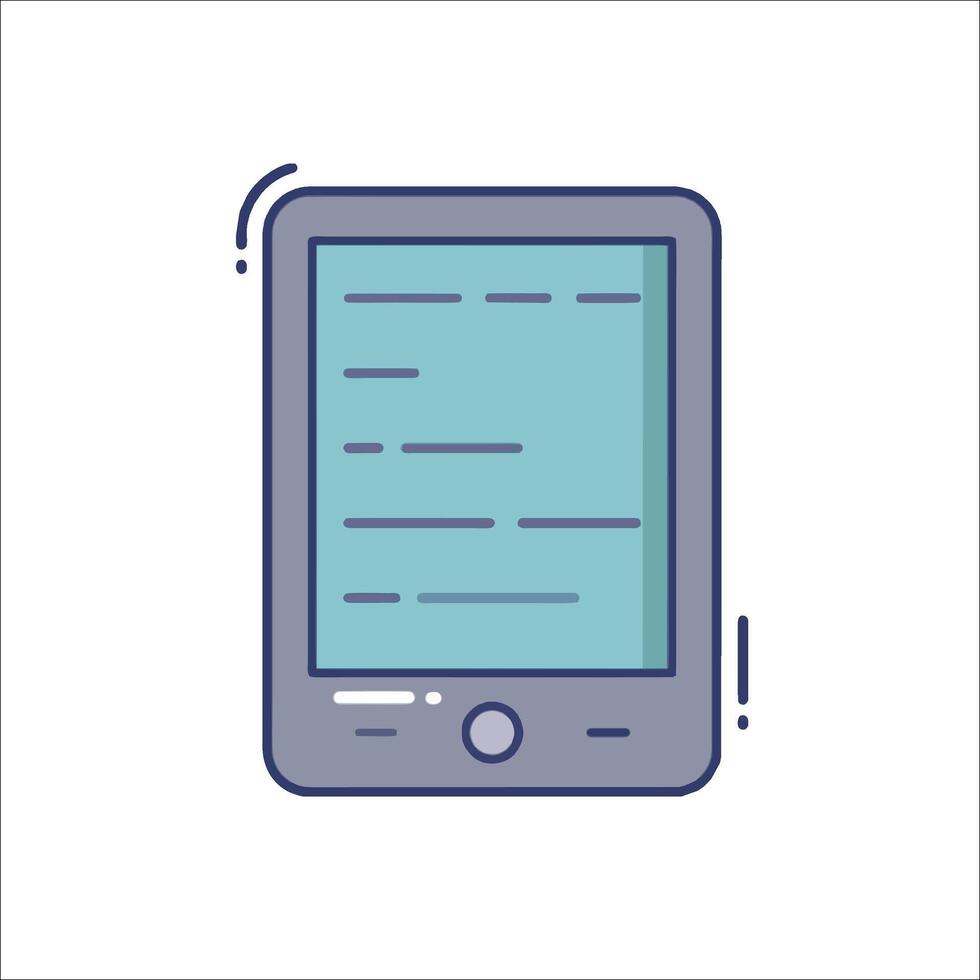 A tablet computer with a line drawing of text on it vector