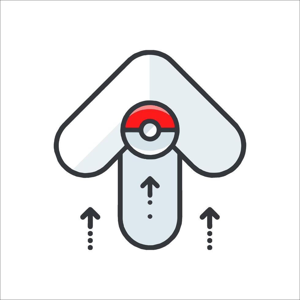 Pokemon go icon with a poke ball and an arrow vector