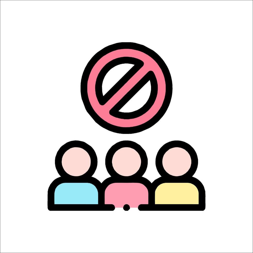 A group of people with a no entry sign on the wall vector