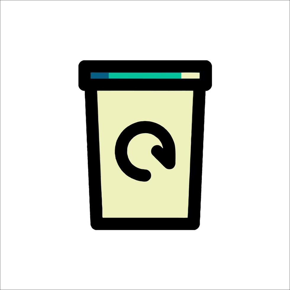 A coffee cup icon with a green arrow vector