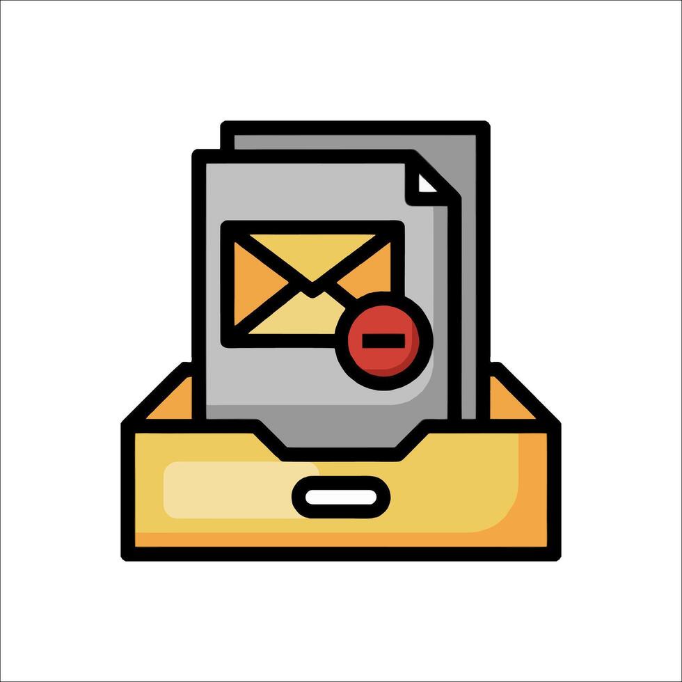 An email icon in a box with a red envelope vector