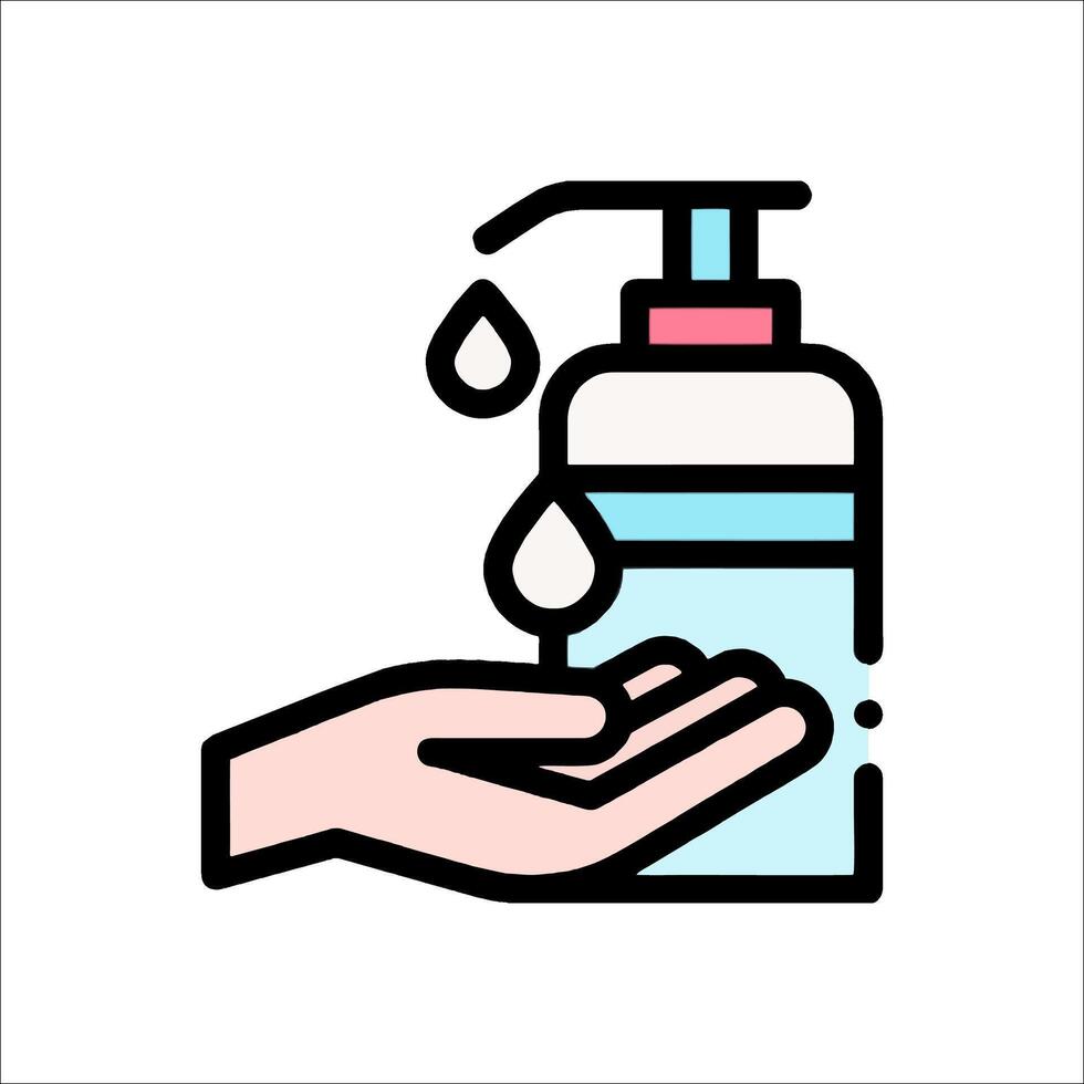 Hand washing soap dispenser with soap and water icon illustration vector