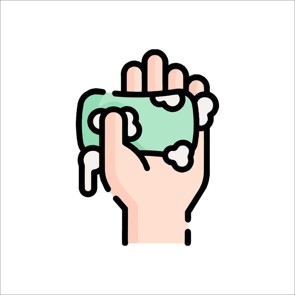 Hand washing with soap and water icon vector