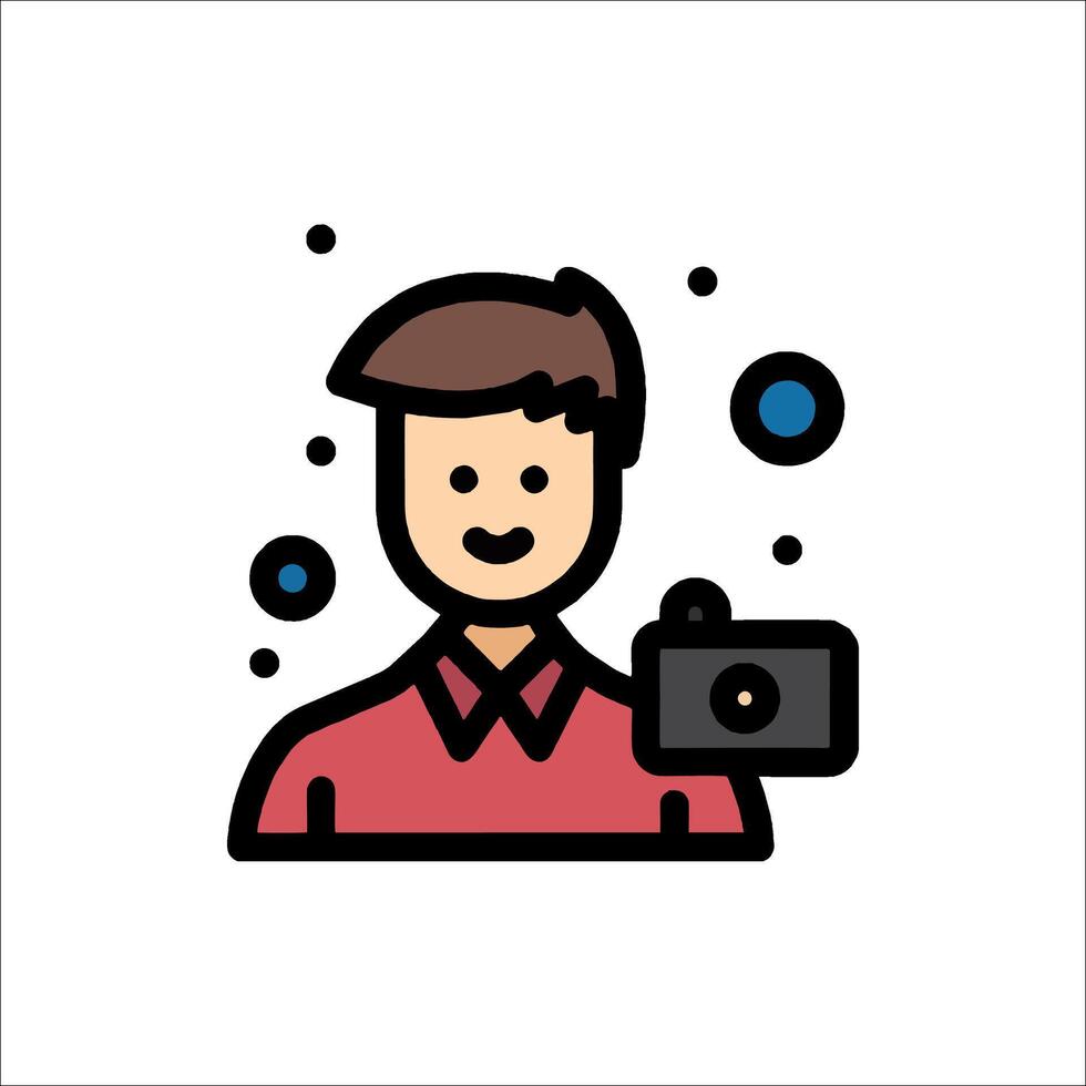 A man holding a camera icon vector