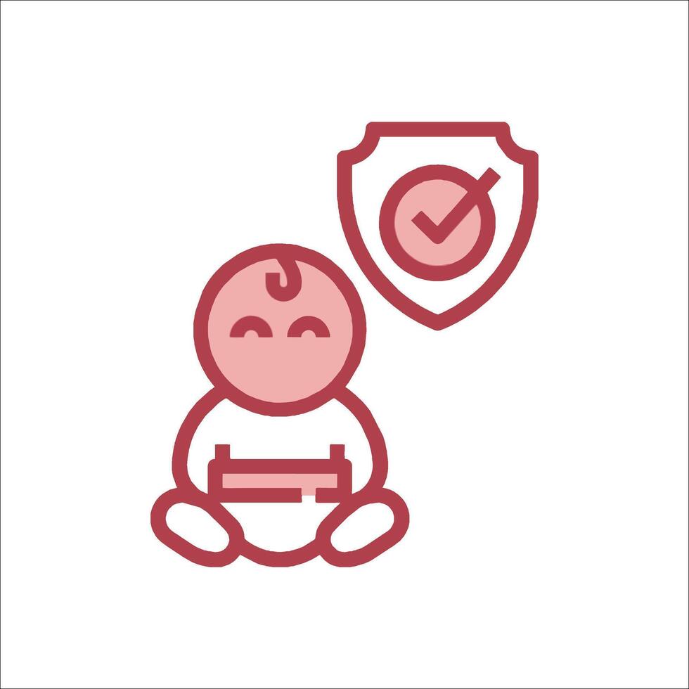 Baby with shield icon, illustration vector