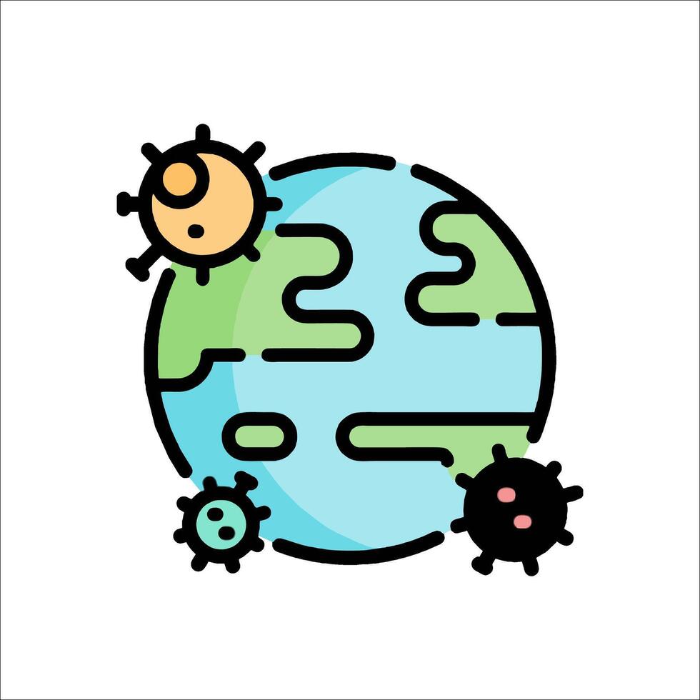 A cartoon earth with a virus on it vector