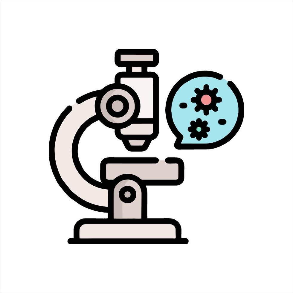 Microscope icon with a speech bubble and a microscope vector