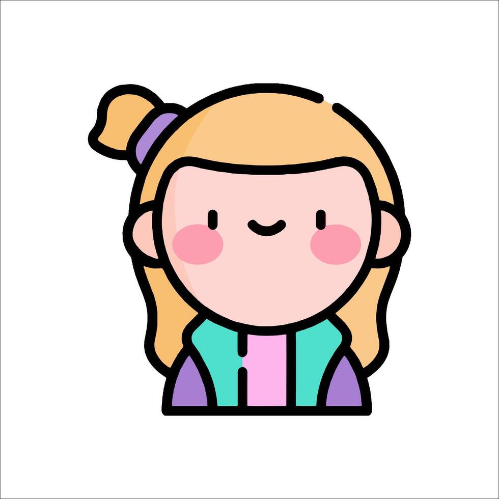 A girl with a ponytail and a pink bow vector