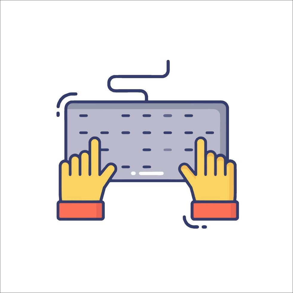 Hands typing on a keyboard icon vector