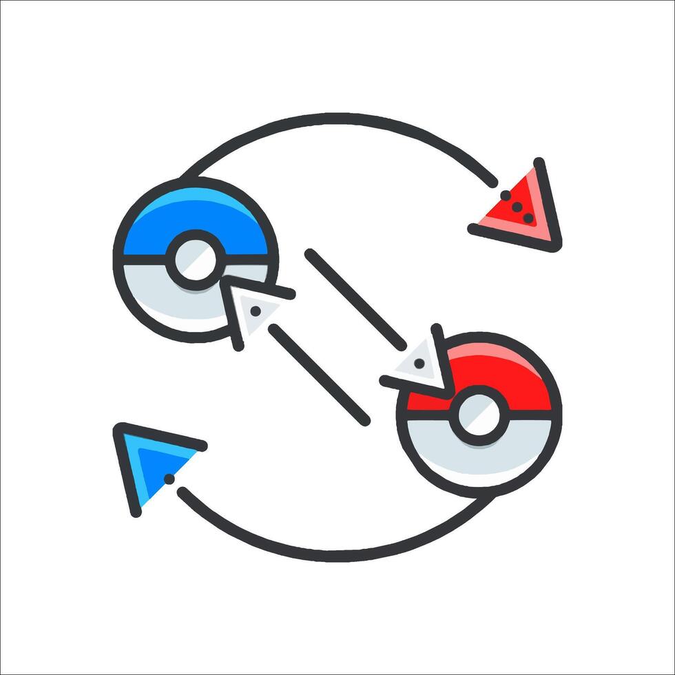Pokemon go icon with two red and blue balls vector