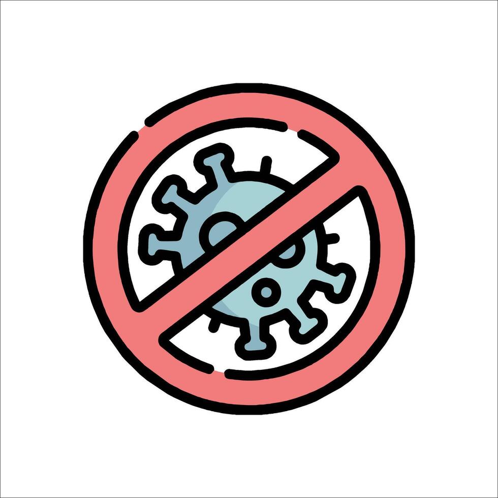 No virus sign with a red circle and a blue line vector