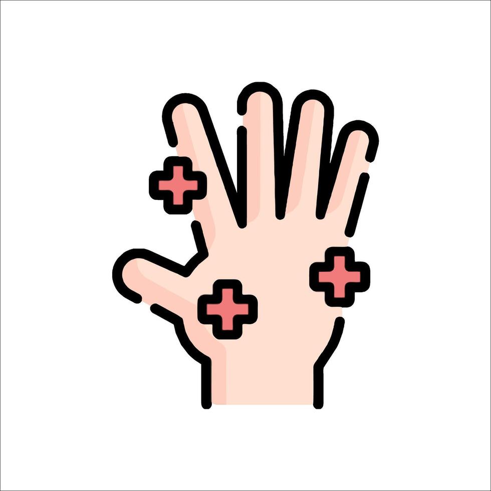 Illustration of a hand with red crosses on it vector