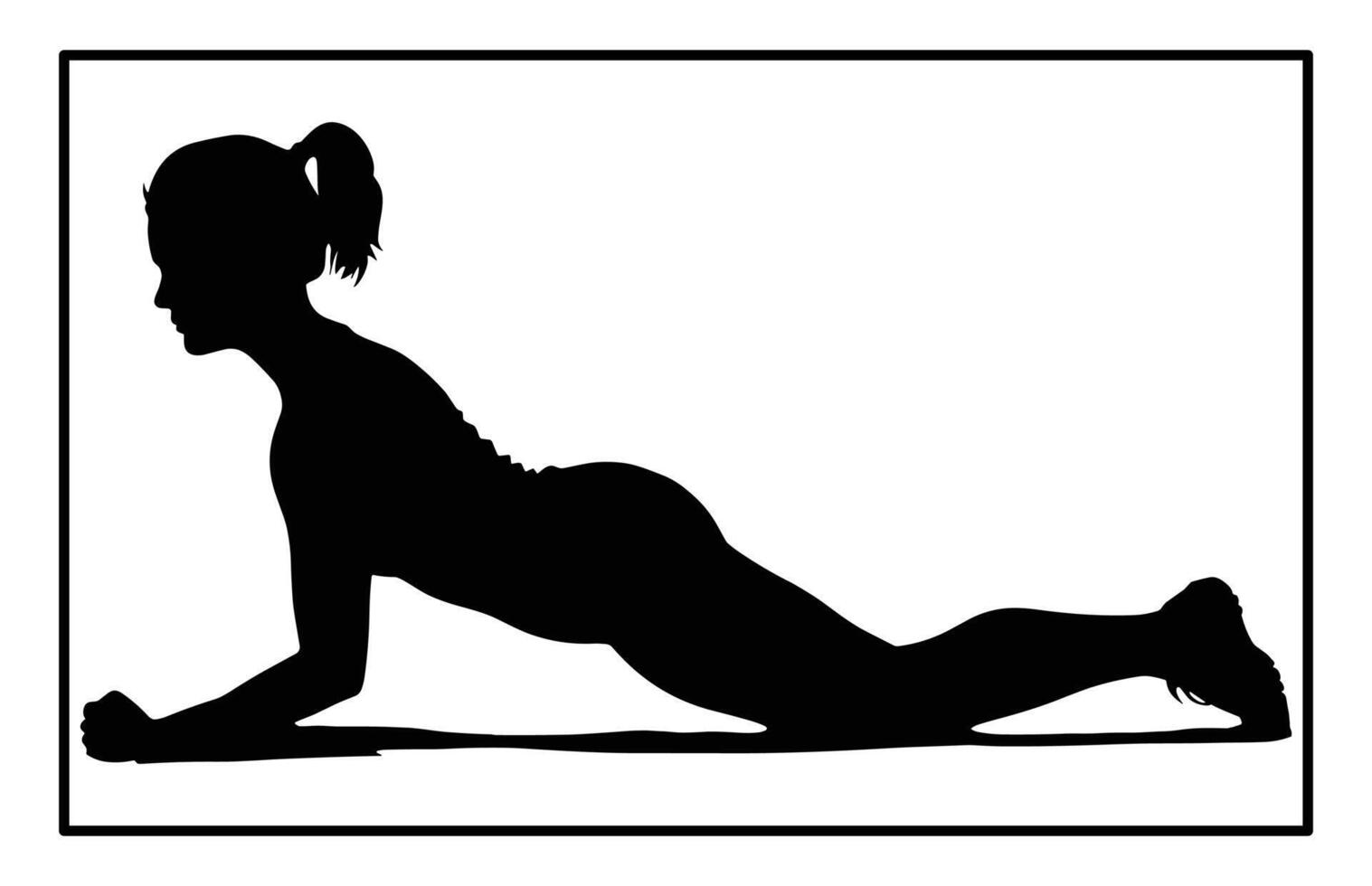 Woman in Push-Up Position Silhouette - Exercise and Fitness Clipart vector