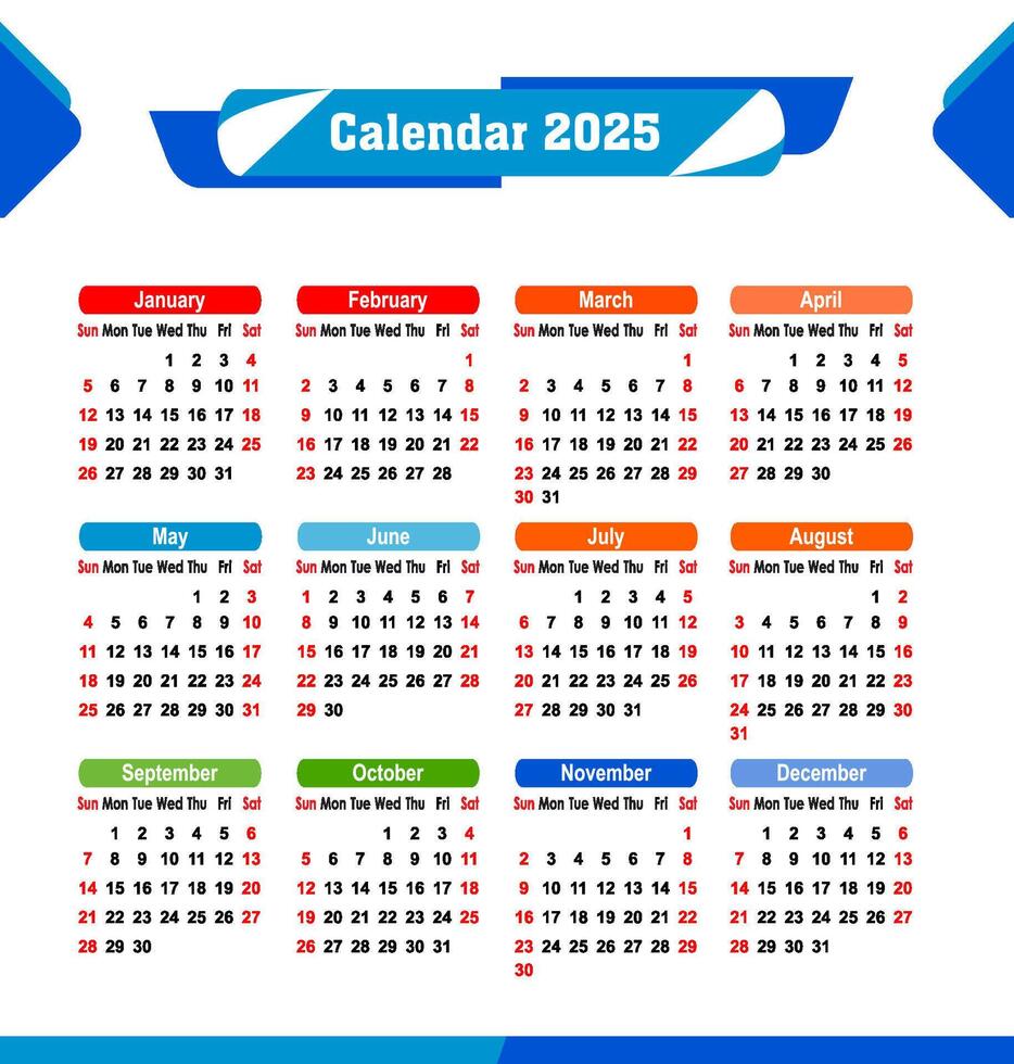 2025 calendar illustration, Calendar date plan 2025. vector