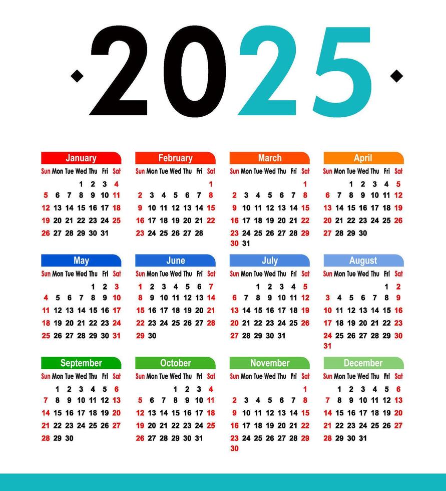 2025 calendar Design Template, Modern professional Annual Calendar 2025 illustration. vector