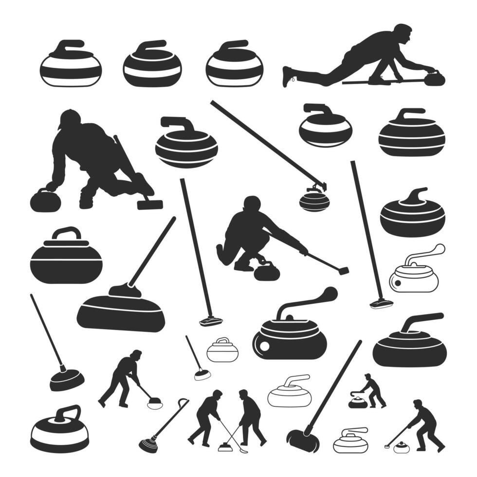 Curling Vectors Silhouette Illstrations