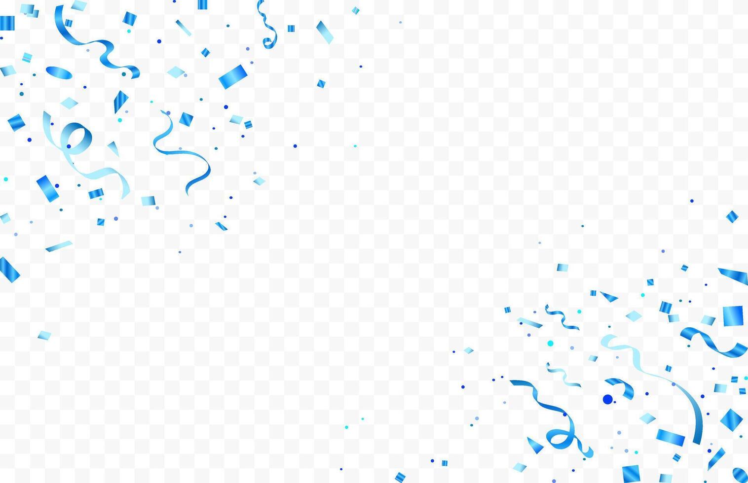 Blue confetti isolated on background, celebration party background design with confetti and blue ribbons, Bright festive tinsel of blue color. Valentines Day, Birthday, Holiday, New Year, vector