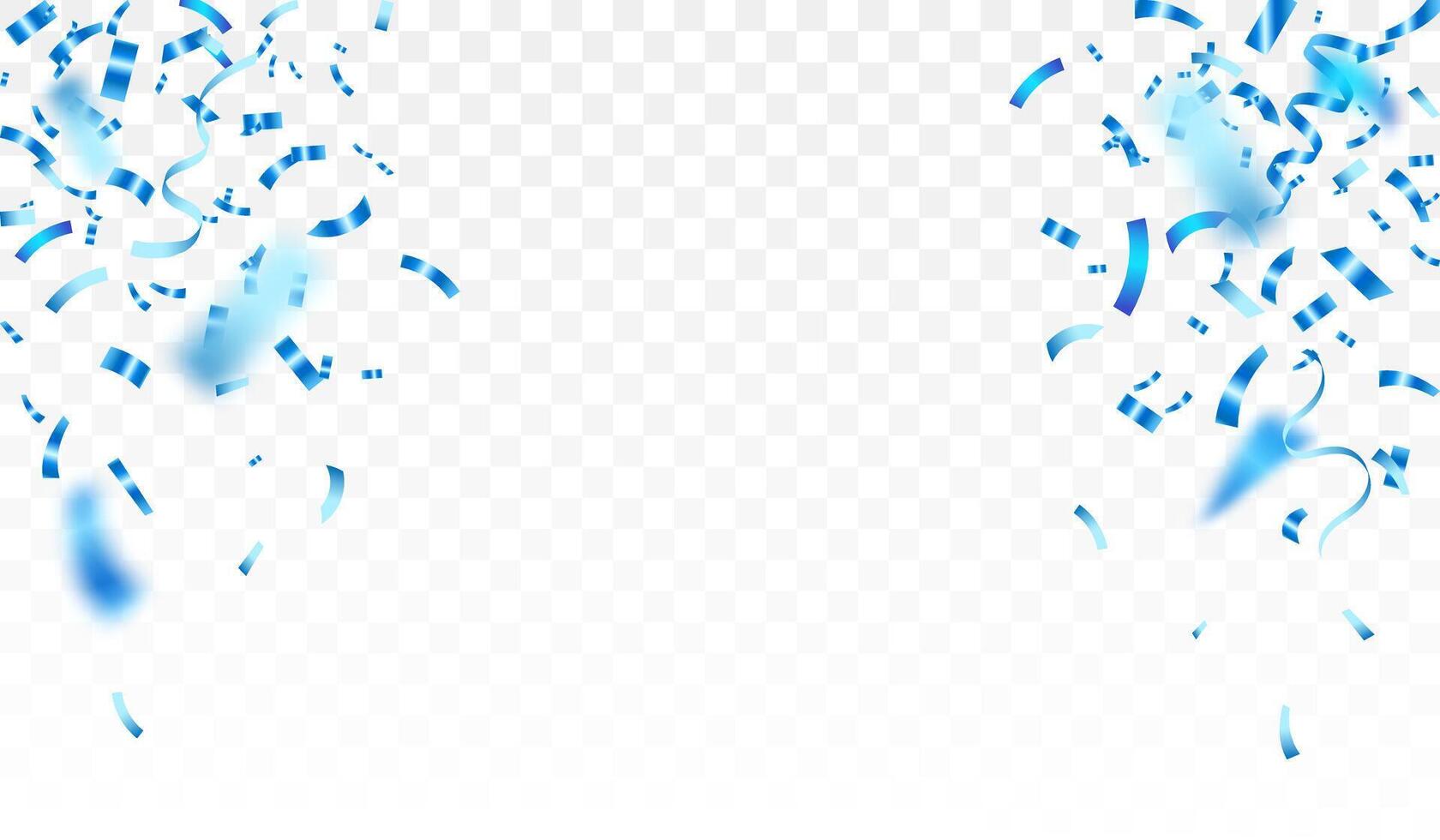 Blue confetti and ribbons. Confetti celebration party background design, Falling shiny blue confetti isolated on a white background vector