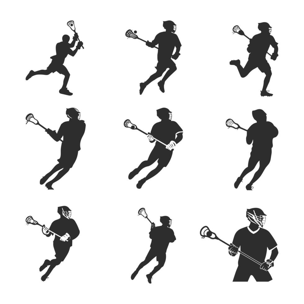 Lacrosse player silhouettes illustration vector