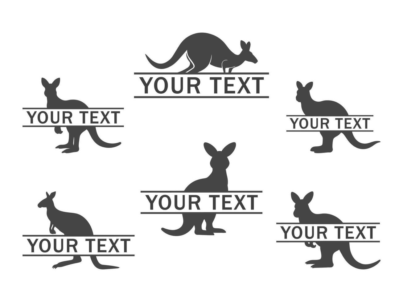 Kangaroo Monogram Vectors Illustration Silhouette
