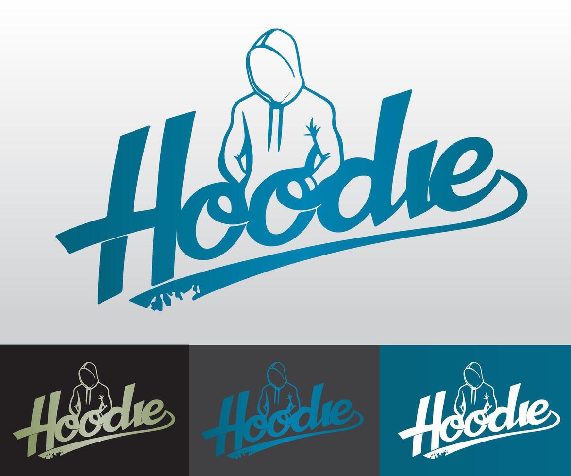 Blue gradient hoodie creative logo template. vector
