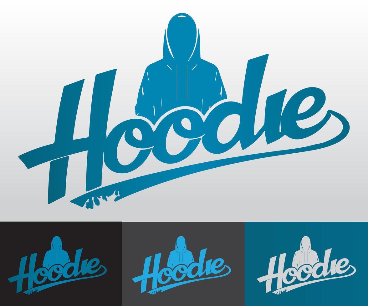 Blue hoodie gradient logo template. vector