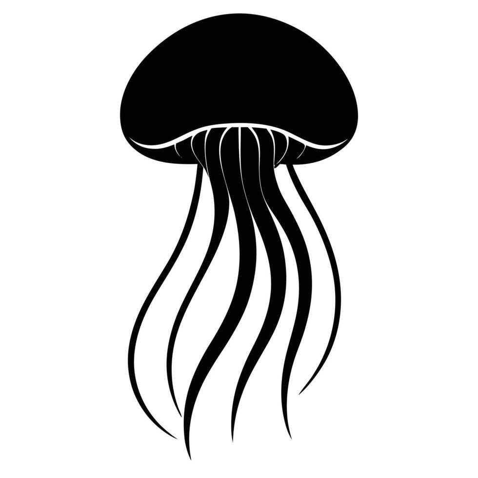 a black and white jellyfish on a white background vector