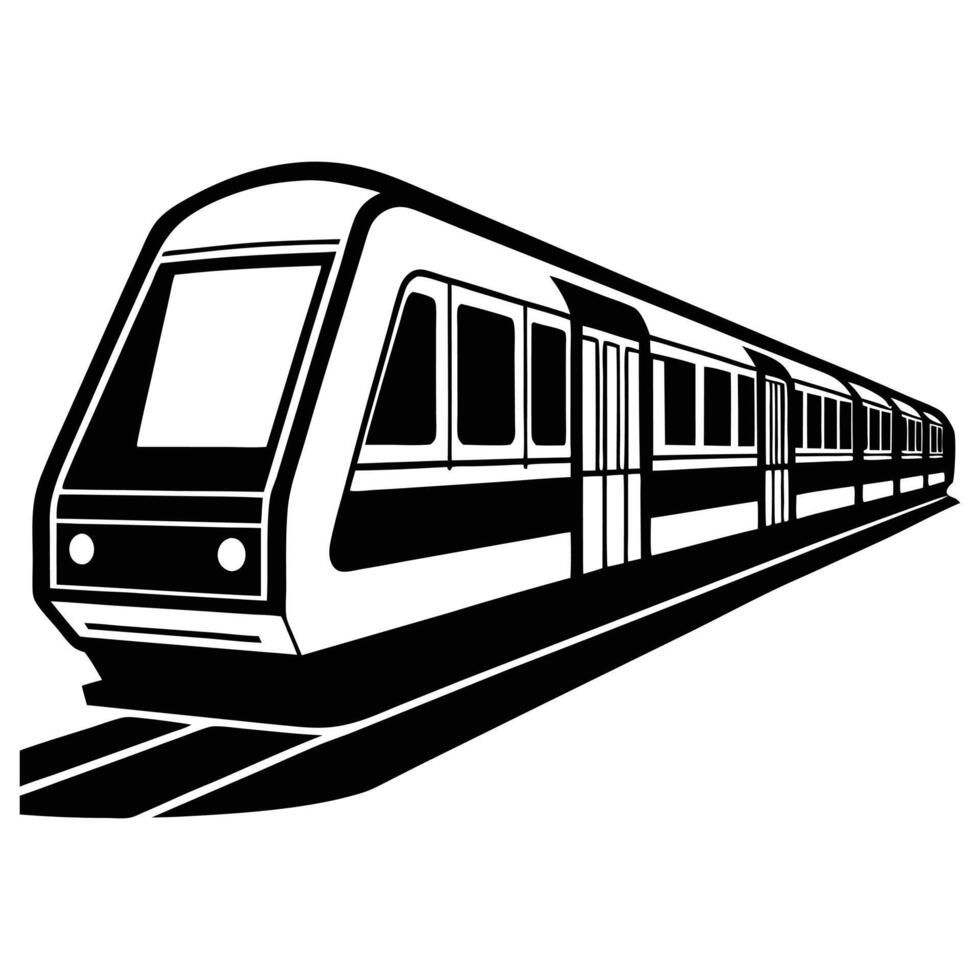 a long transport metro rail silhouette .. vector