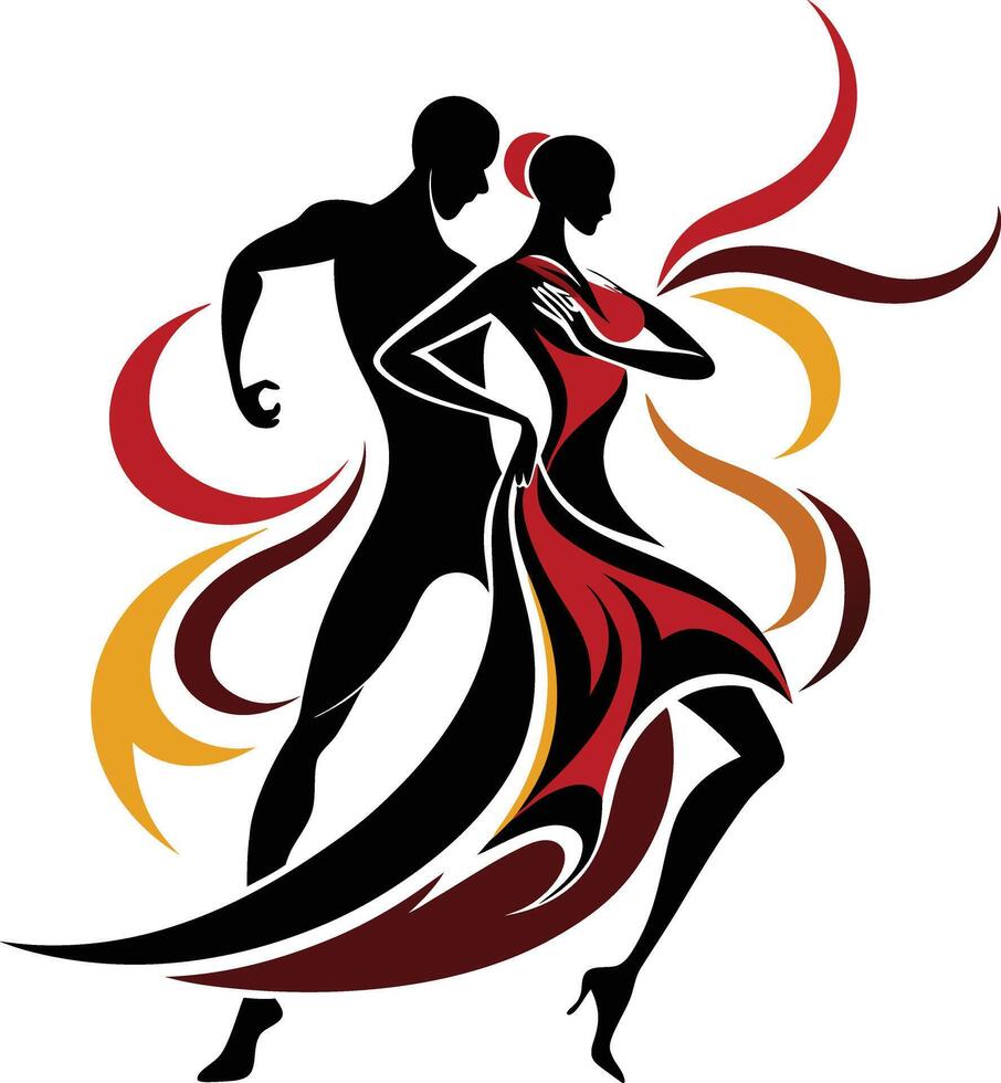 a couple dancing salsa on a white background vector