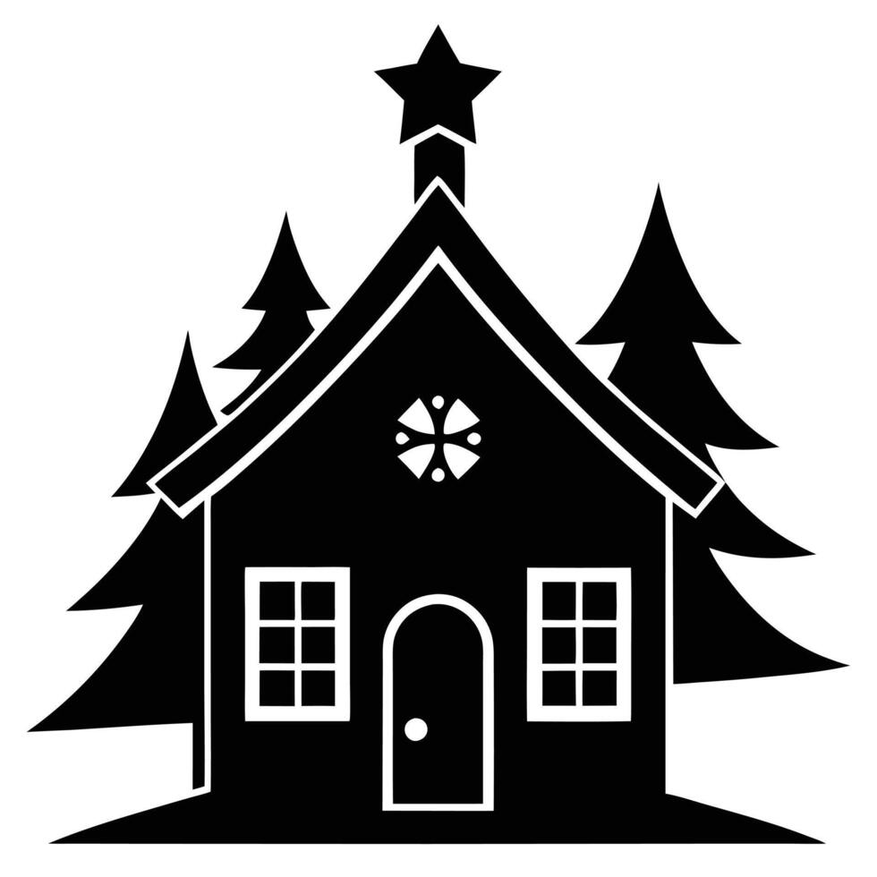 Christmas house with star on top illustration vector