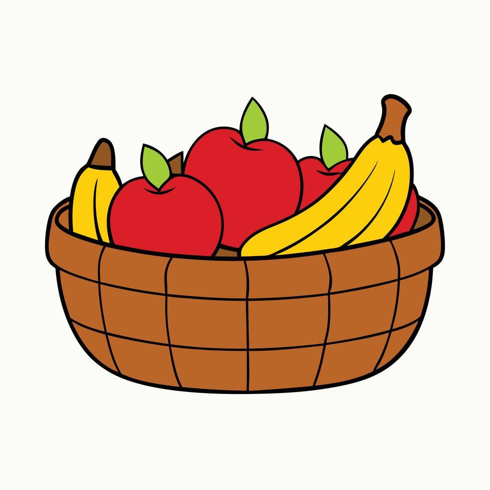 a basket full of fruit on a white background vector
