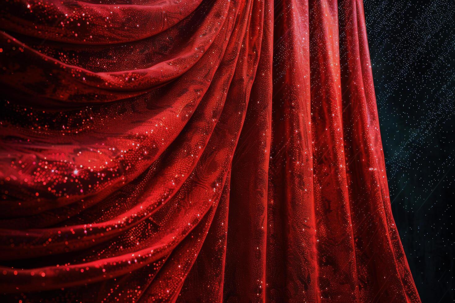 Red Velvet Curtains Draped for a Stage Performance photo