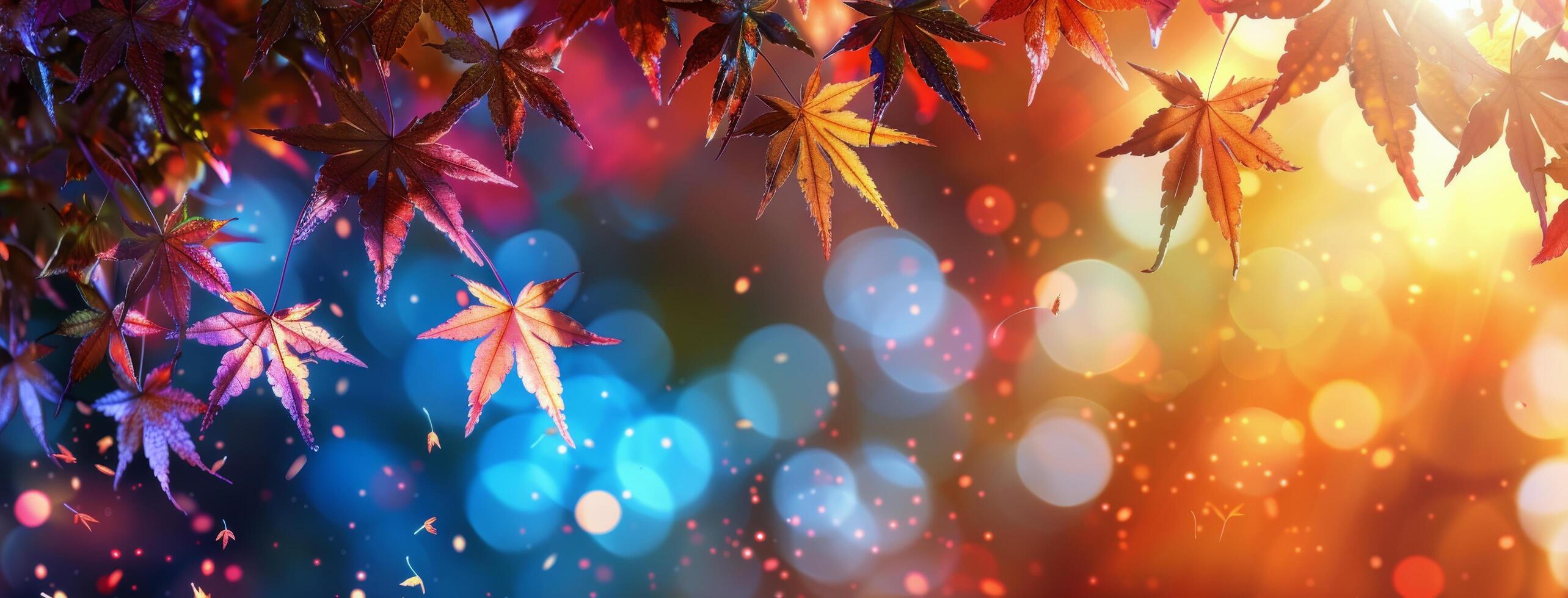 Vibrant Red Autumn Leaves Against A Blurred Bokeh Background photo