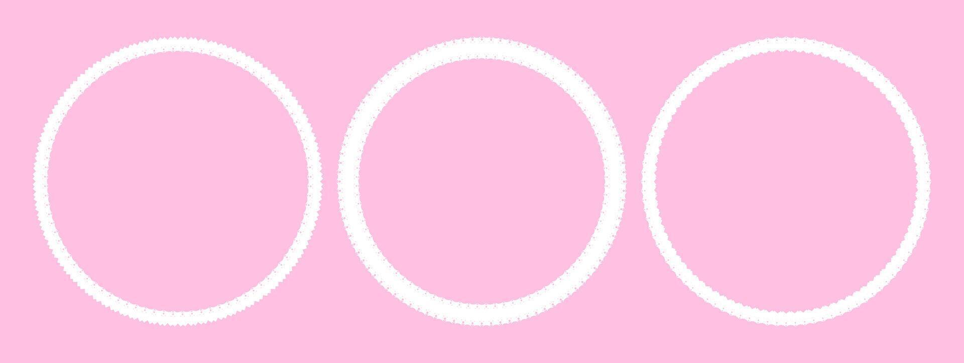 Collection of three white circular frames. Simple and minimalist design. Ideal for graphic design and digital art, eb design elements, framing photos or text. Feminine and calming aesthetic. vector