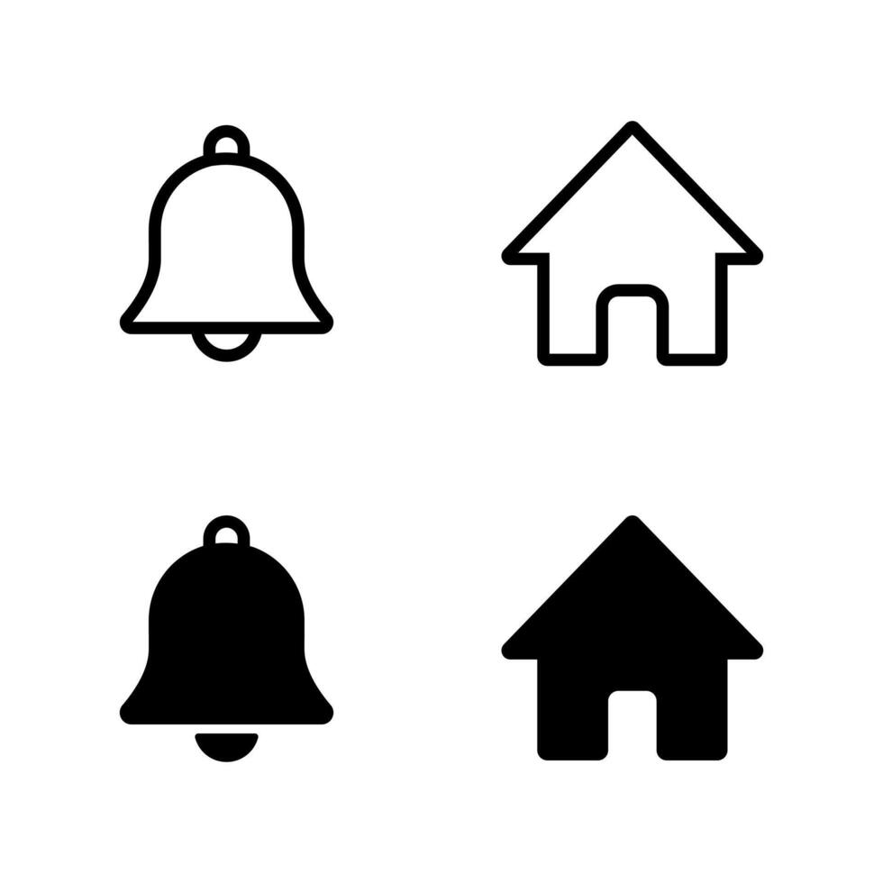 Notification bell and home icon. Reminder and house sign symbol vector