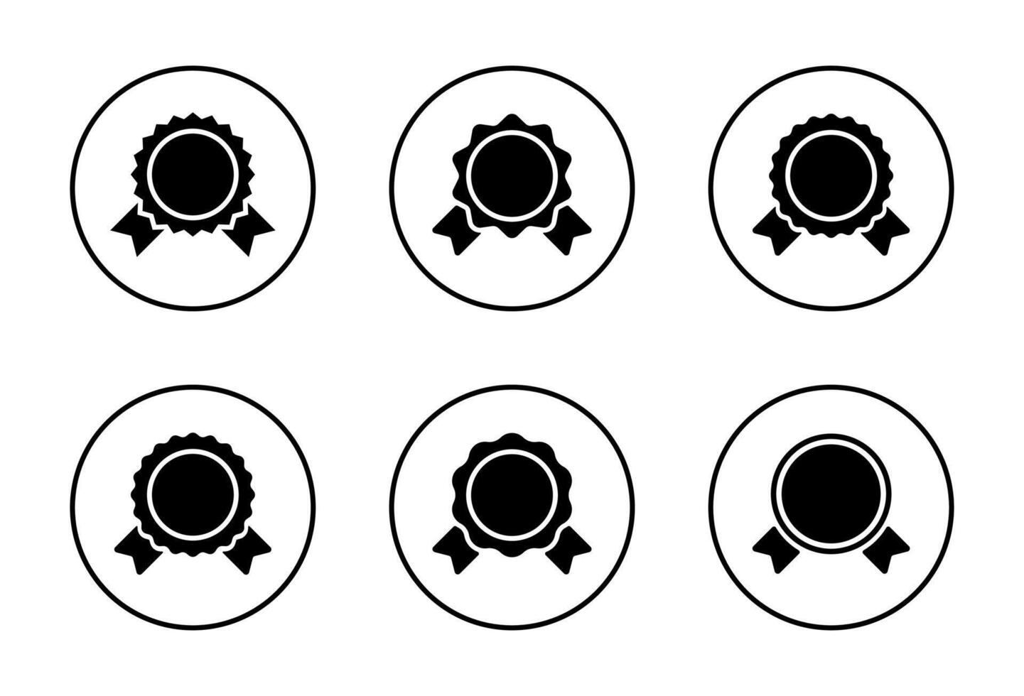 Badge ribbons icon set collection on circle line. Award, prize, medal sign symbol vector