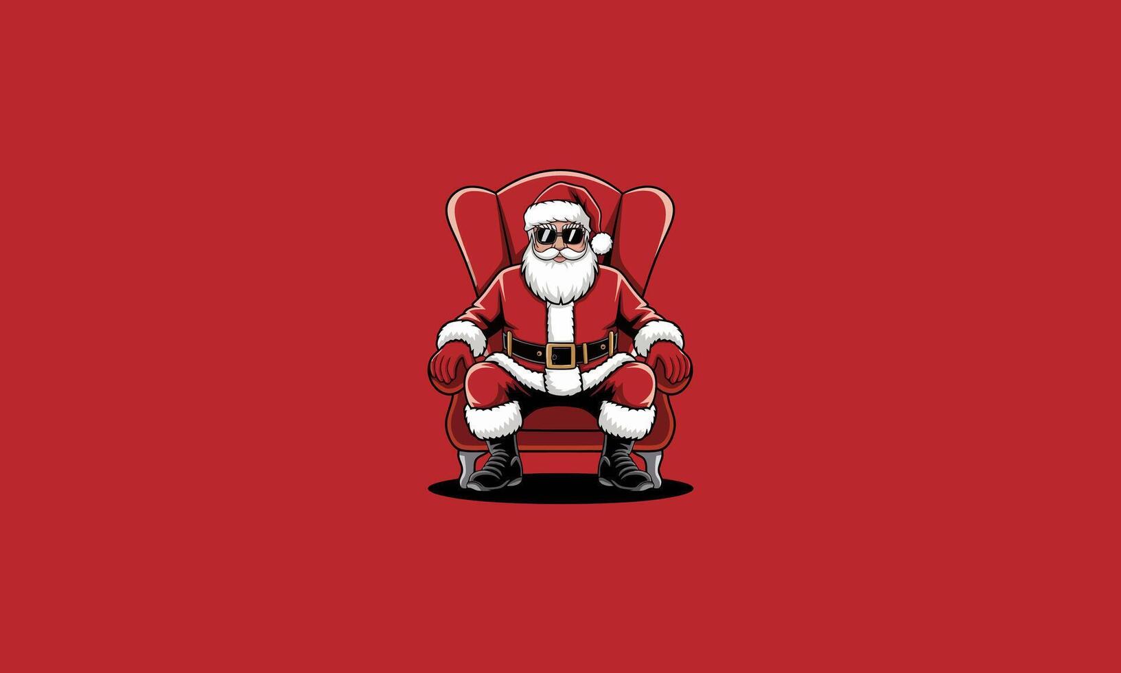 Santa Claus sitting in a chair with sunglasses, cool look. vector