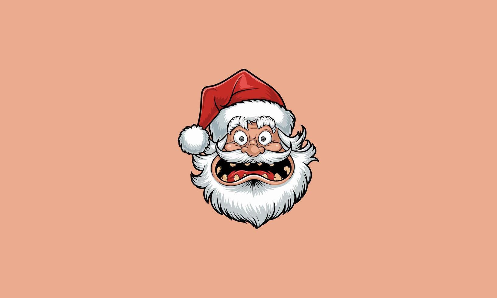 Funny Santa Claus face with exaggerated surprised expression. vector