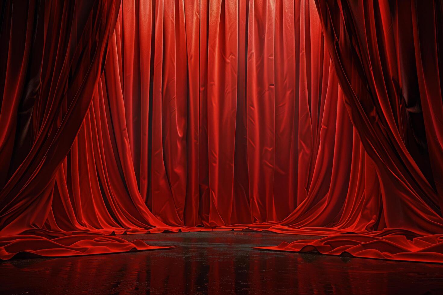 Red Velvet Curtains Draped for a Stage Performance photo