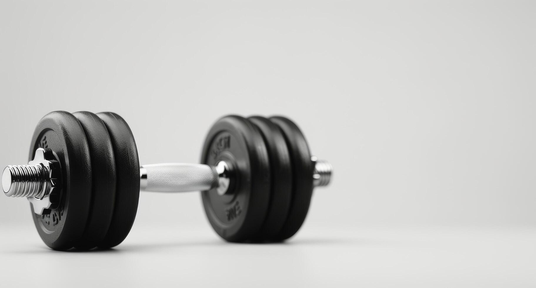 Black Dumbbell on White Background photo