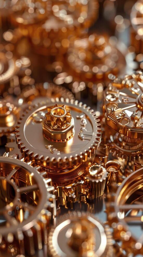Close Up of Clock With Gears photo