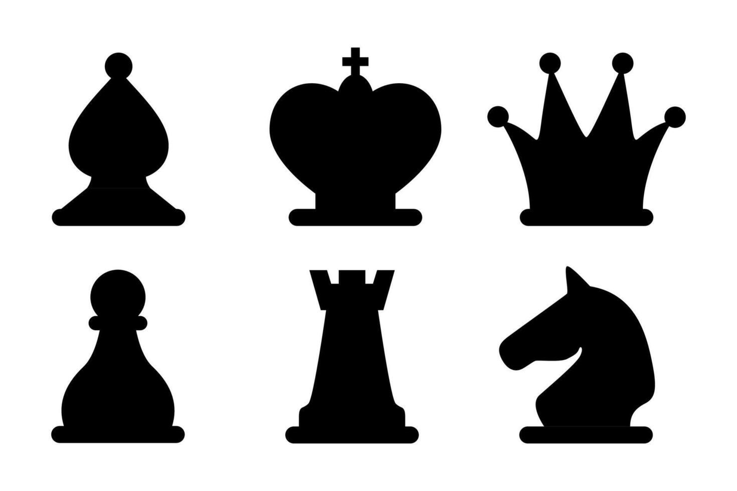 Chess pieces, set of elements. Sports and intellectual game, strategy. Queen, king, bishop, knight, rook, pawn. illustration. vector