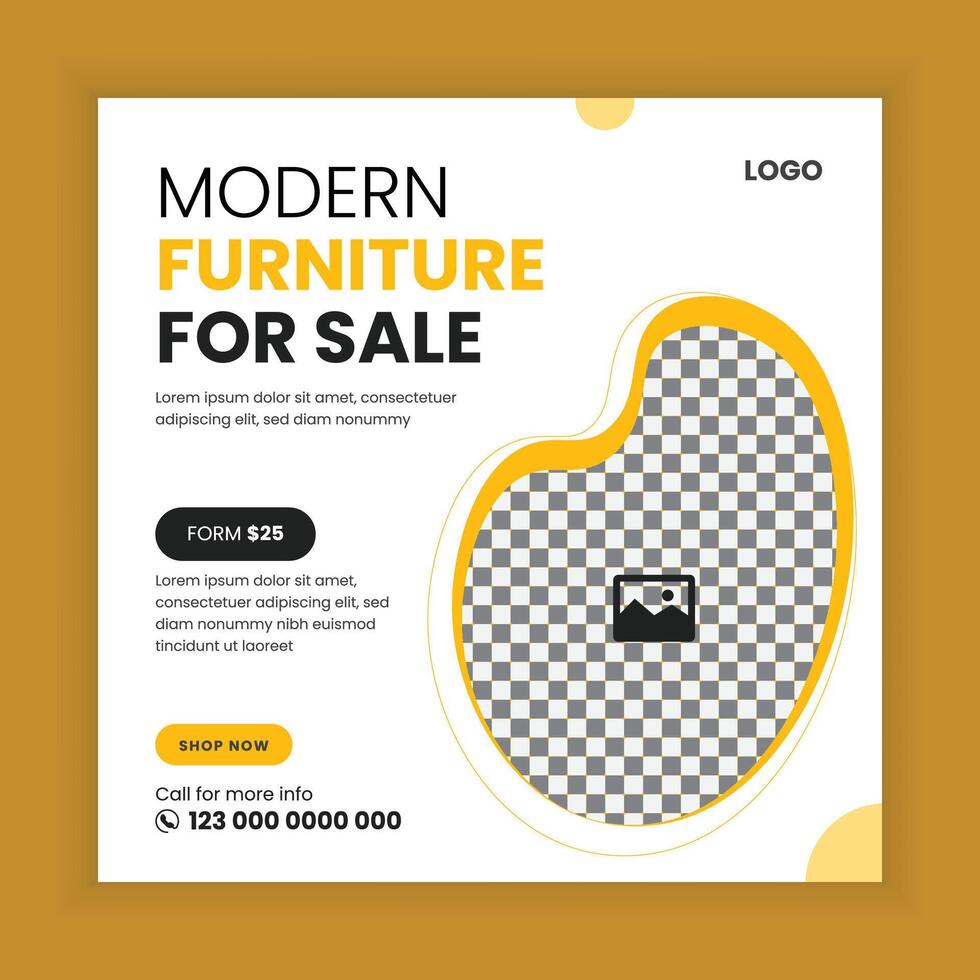 Modern furniture web post banner design template and online sale banner vector