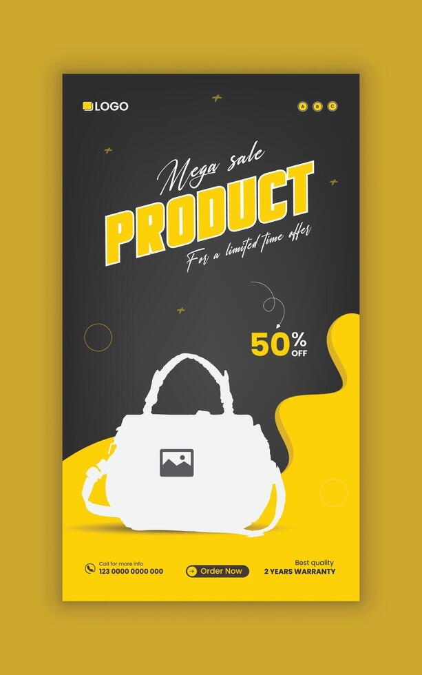 Mega Sale Social Media Story Banner Design or Ladies Bag Sale Social Media Story Template vector
