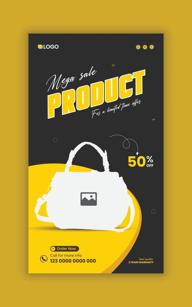 Mega sale new product social media story template or limited time offer web square flyer design vector