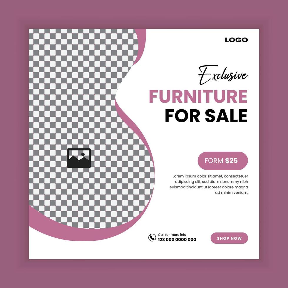 Social media post banner design template for Exclusive modern furniture store vector