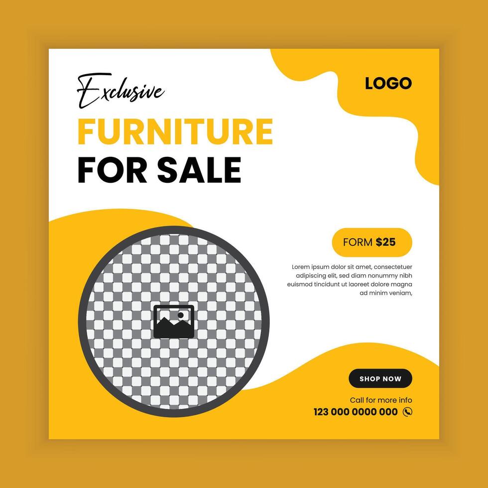 Exclusive modern furniture online banner post banner design template vector