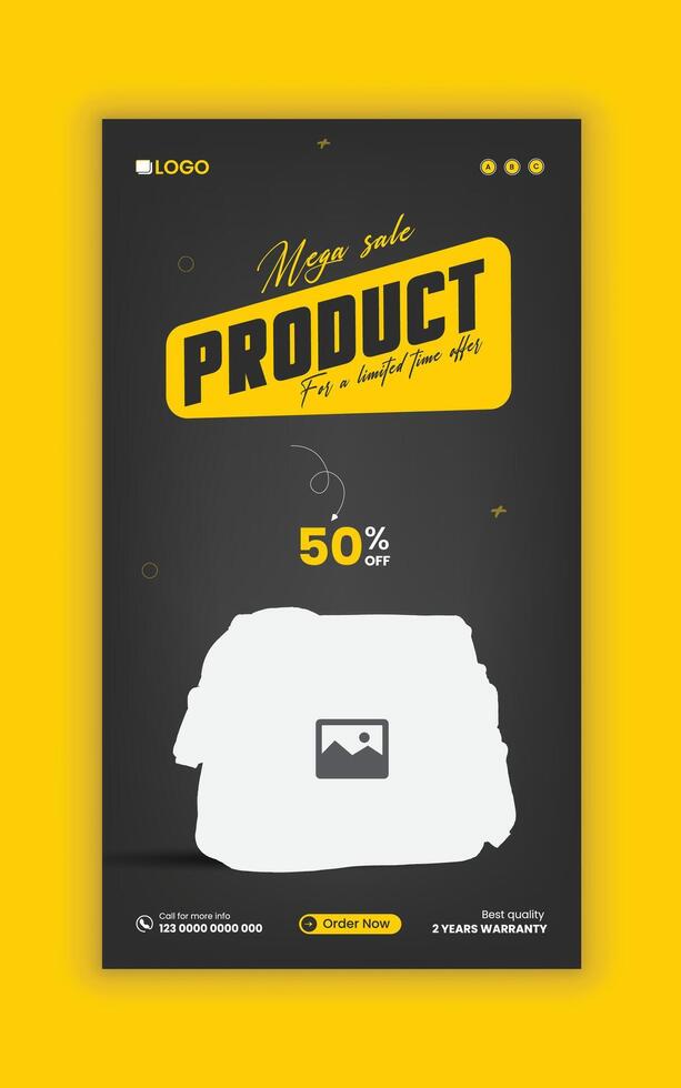 Summer Collection Mega SaleSocial Media Story Template or vertical concept black friday sale web banner vector